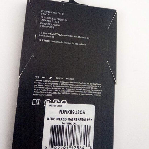 New Nike 9 Pieces Hairbands Hair Ties Ponytail Holders Black And White Mixed O/S - Picture 4 of 4
